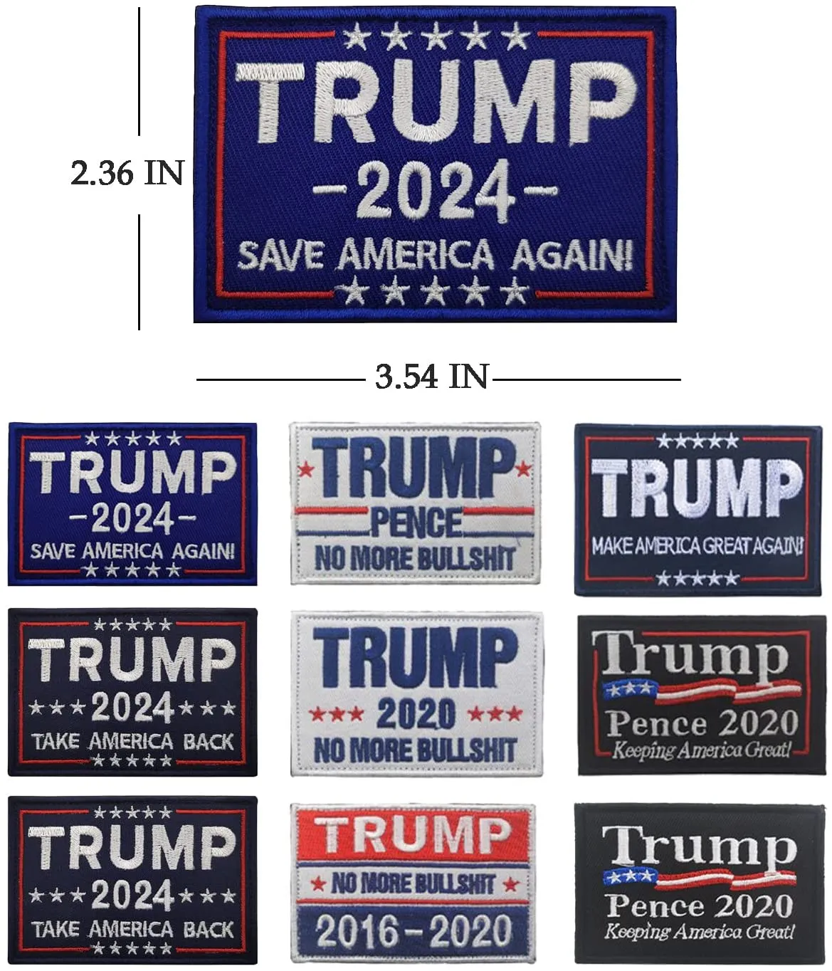 18 Pieces Trump Patches Trump 2024 Save America Again