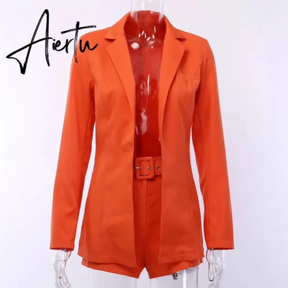 Aiertu Women Jacket Blazer Suit Fashion Casual Ladies Solid Color Two Piece Autumn Winter Office Wear Elegant Suit Jacket Pants