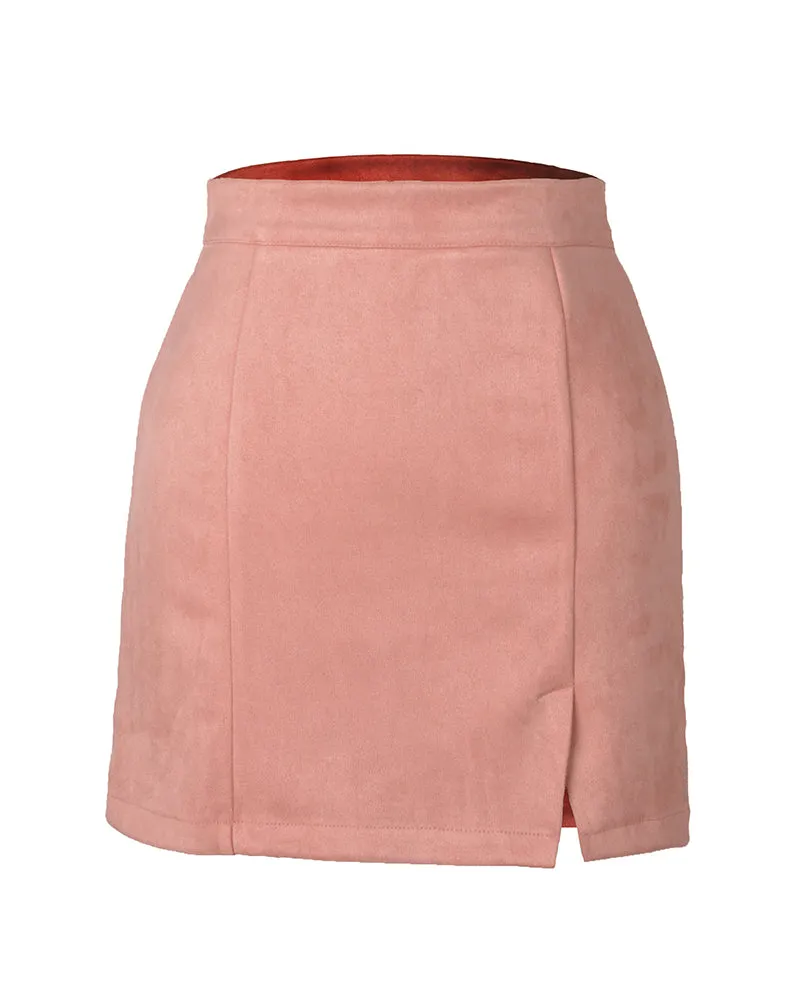 Autumn And Winter Suede Hip Skirt