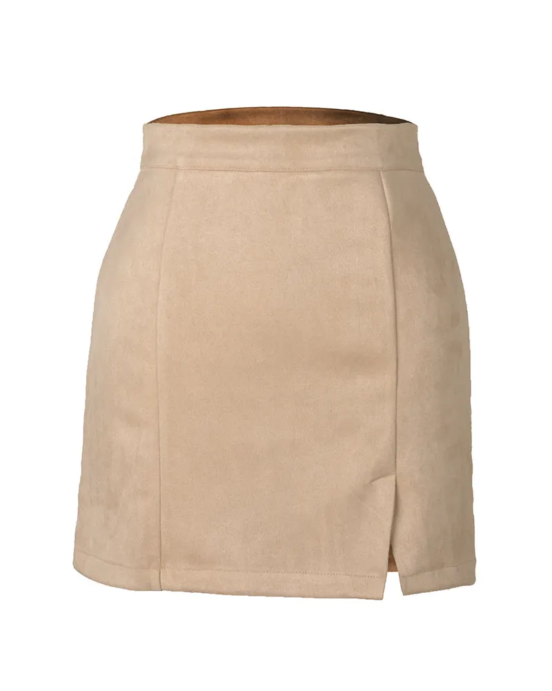 Autumn And Winter Suede Hip Skirt