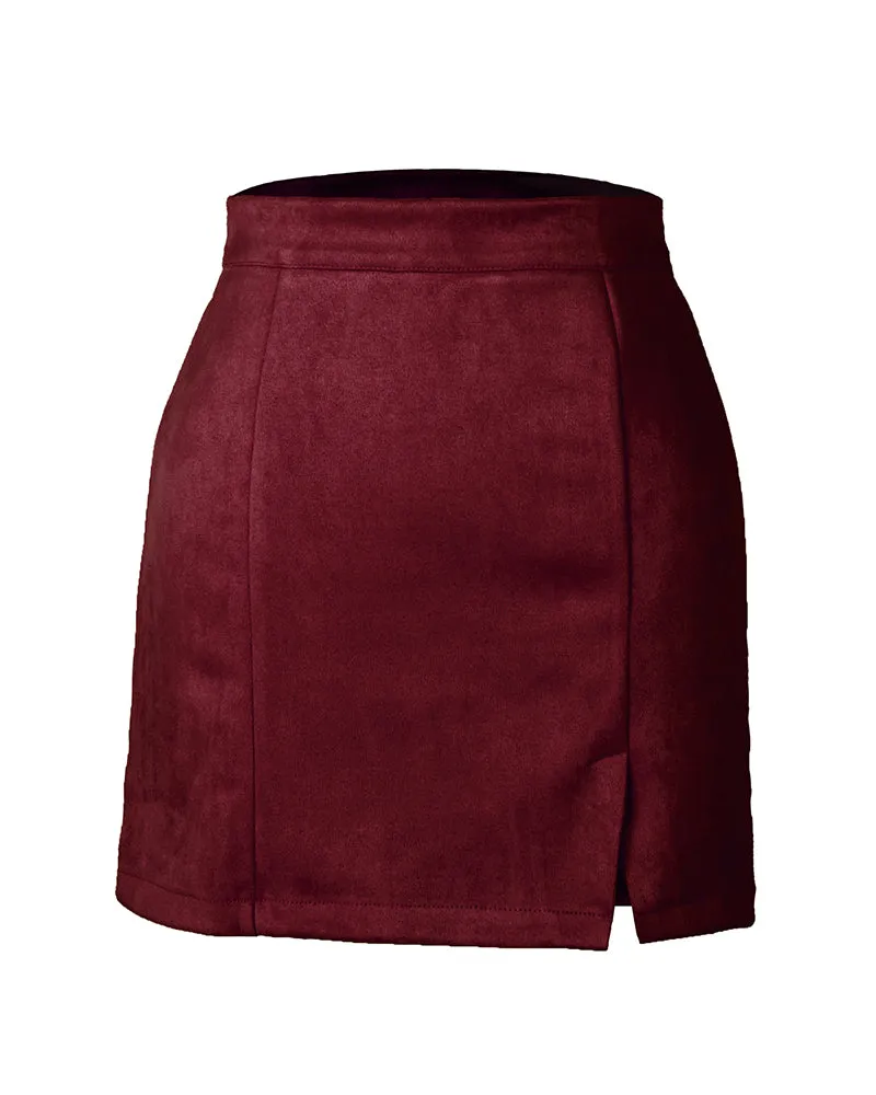 Autumn And Winter Suede Hip Skirt