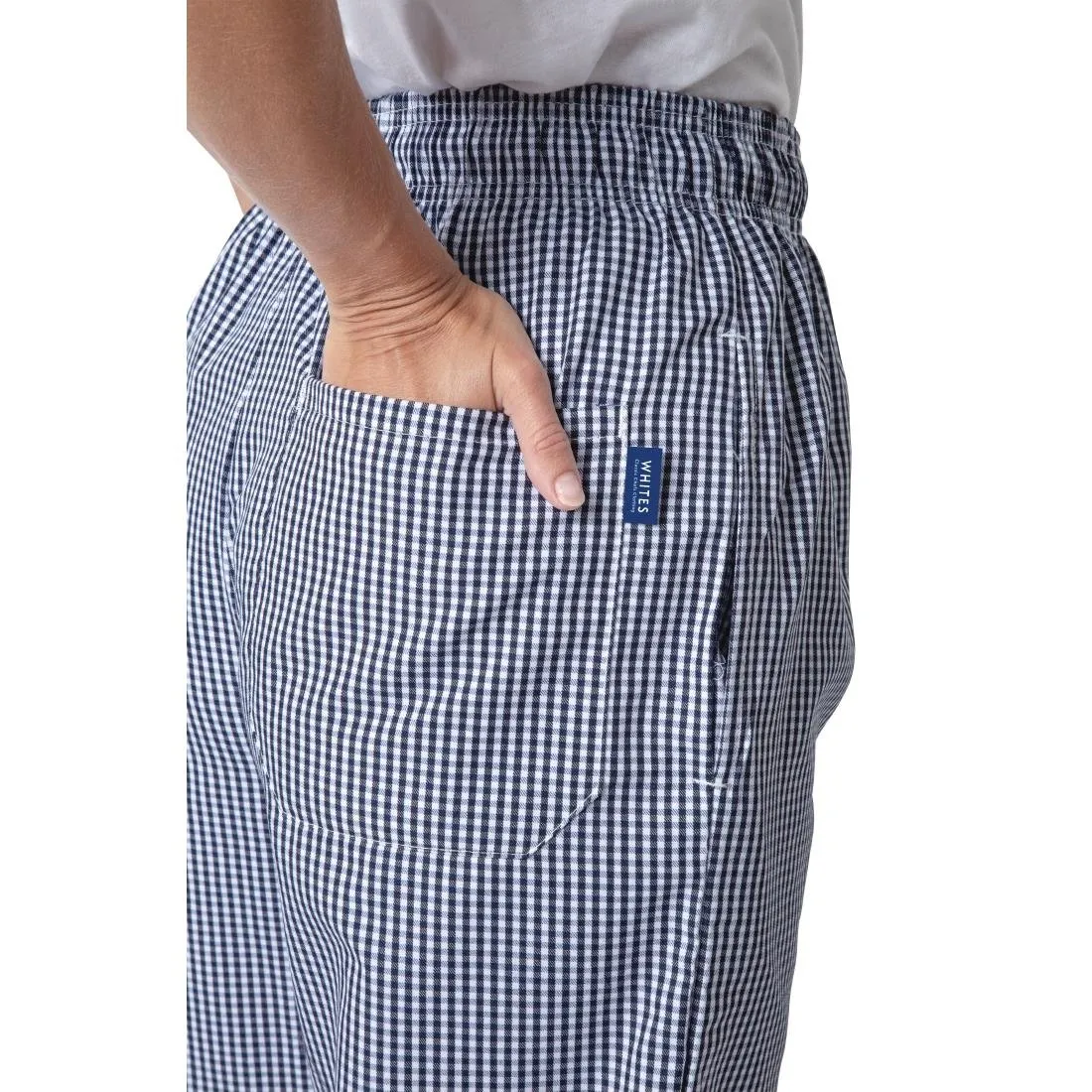 B311-XS Whites Unisex Vegas Chefs Trousers Small Blue and White Check XS