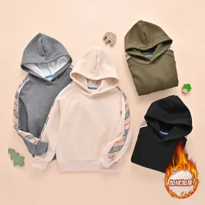 Baby Plaid Patched Pattern Solid Color Fleece Warm Hoodies by MyKids-USA™