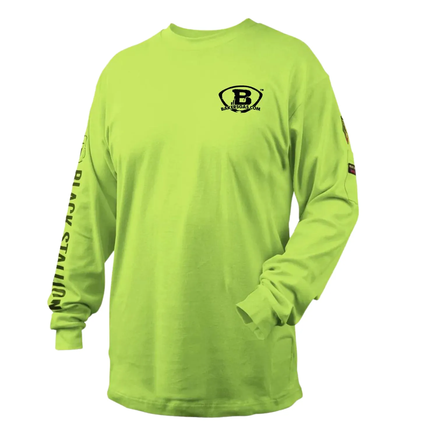 Baker's Gas Black Stallion FR Cotton Knit Long-Sleeve T-Shirt, Lime - TF2510-LM