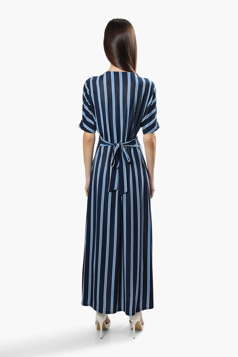 Beechers Brook Striped Crossover Maxi Dress - Navy