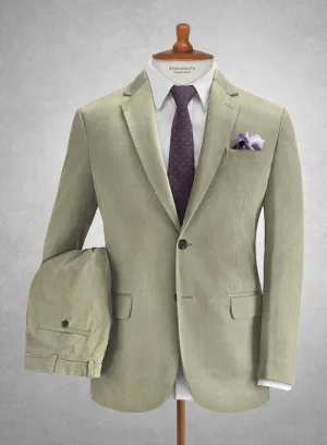 Caccioppoli Herringbone Solar Green Cotton Suit