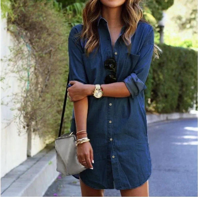 Casual Long Sleeve Loose Short Dress