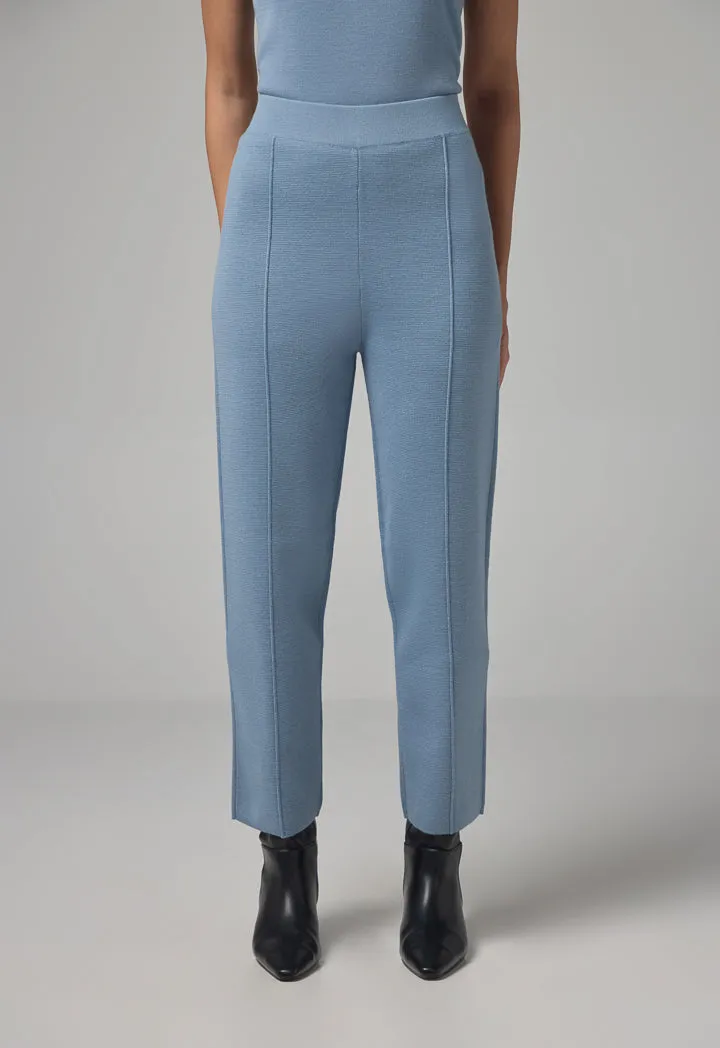 Choice Knitted Straight Fit Solid Pants Blue