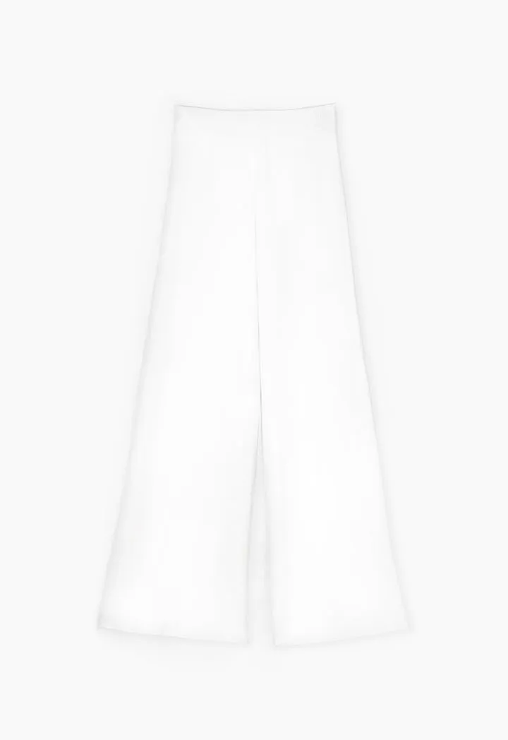 Choice Solid Wide Leg Trousers Offwhite