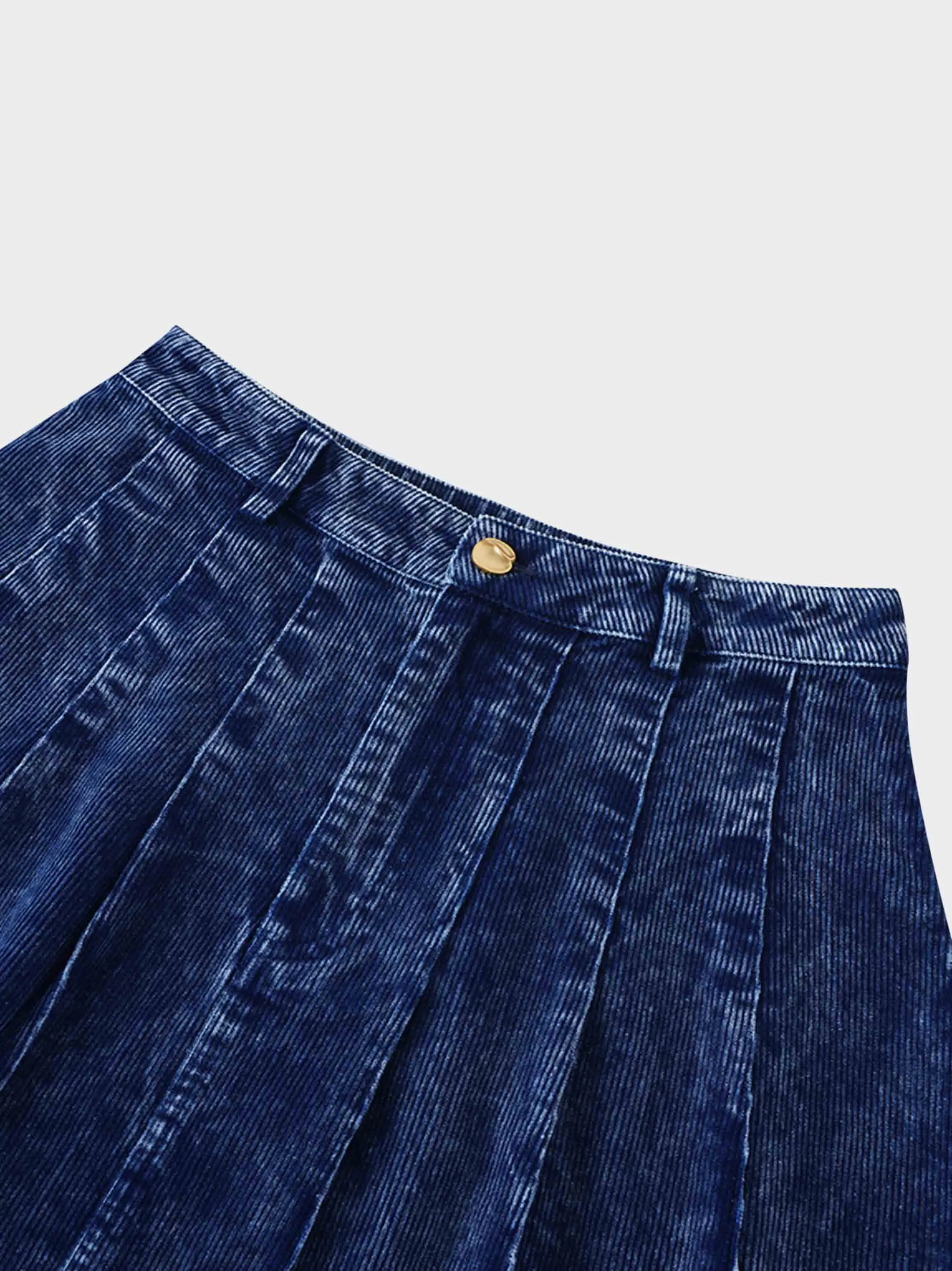 Corduroy Skirt-Washed Denim