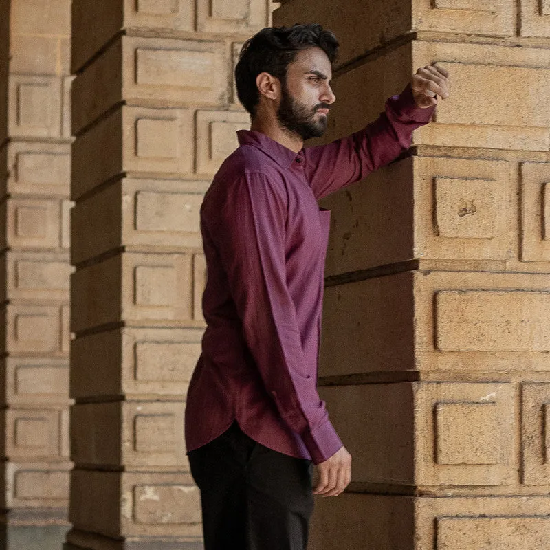 Cotton Shirt for Men | Magenta | Full Sleeves