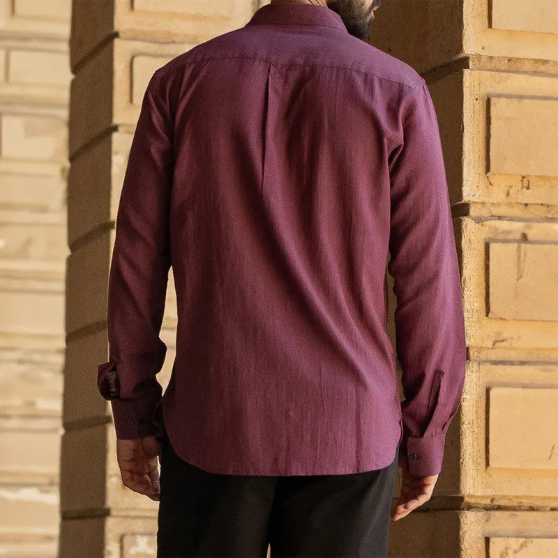 Cotton Shirt for Men | Magenta | Full Sleeves