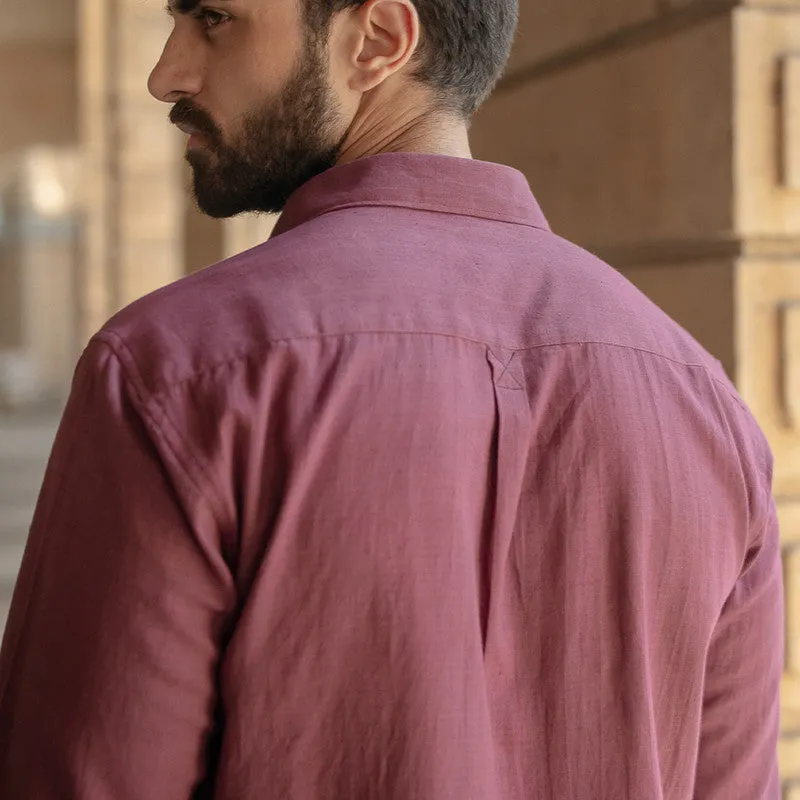 Cotton Shirt for Men | Magenta | Full Sleeves