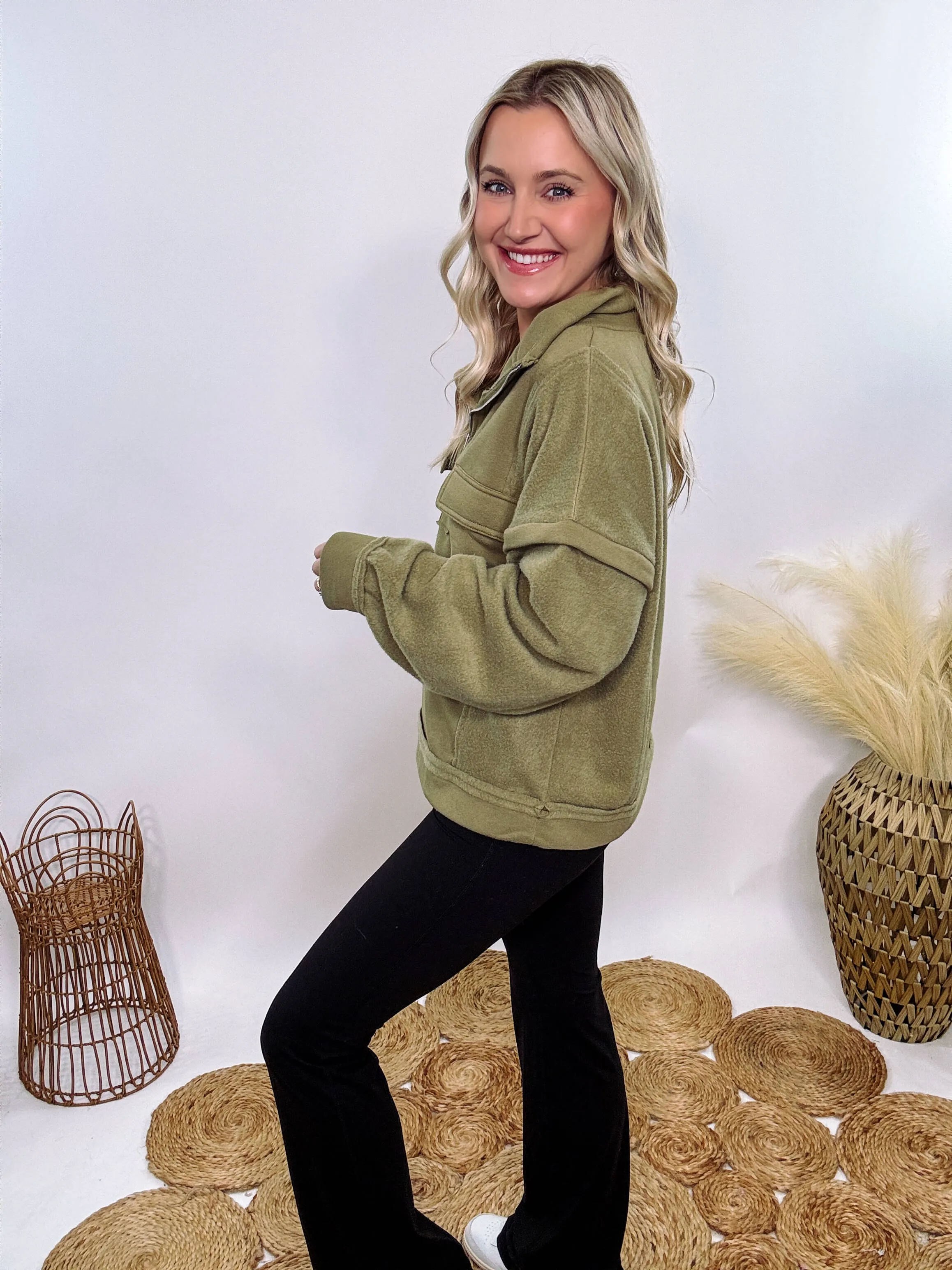 Cozy Soft Olive Quarter Zip Pullover