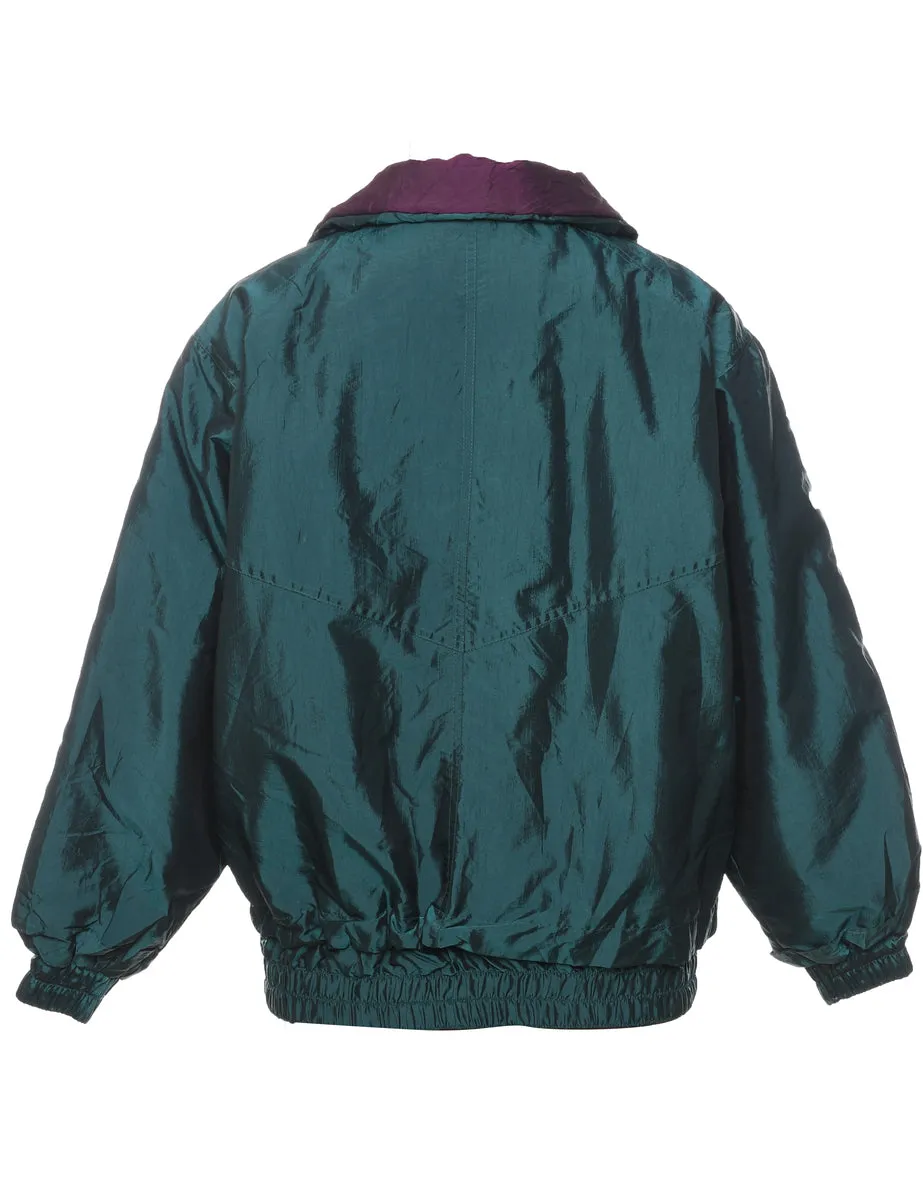 Dark Green & Purple Shiny Ski Jacket - L