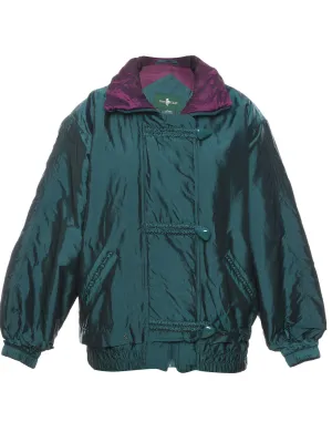 Dark Green & Purple Shiny Ski Jacket - L