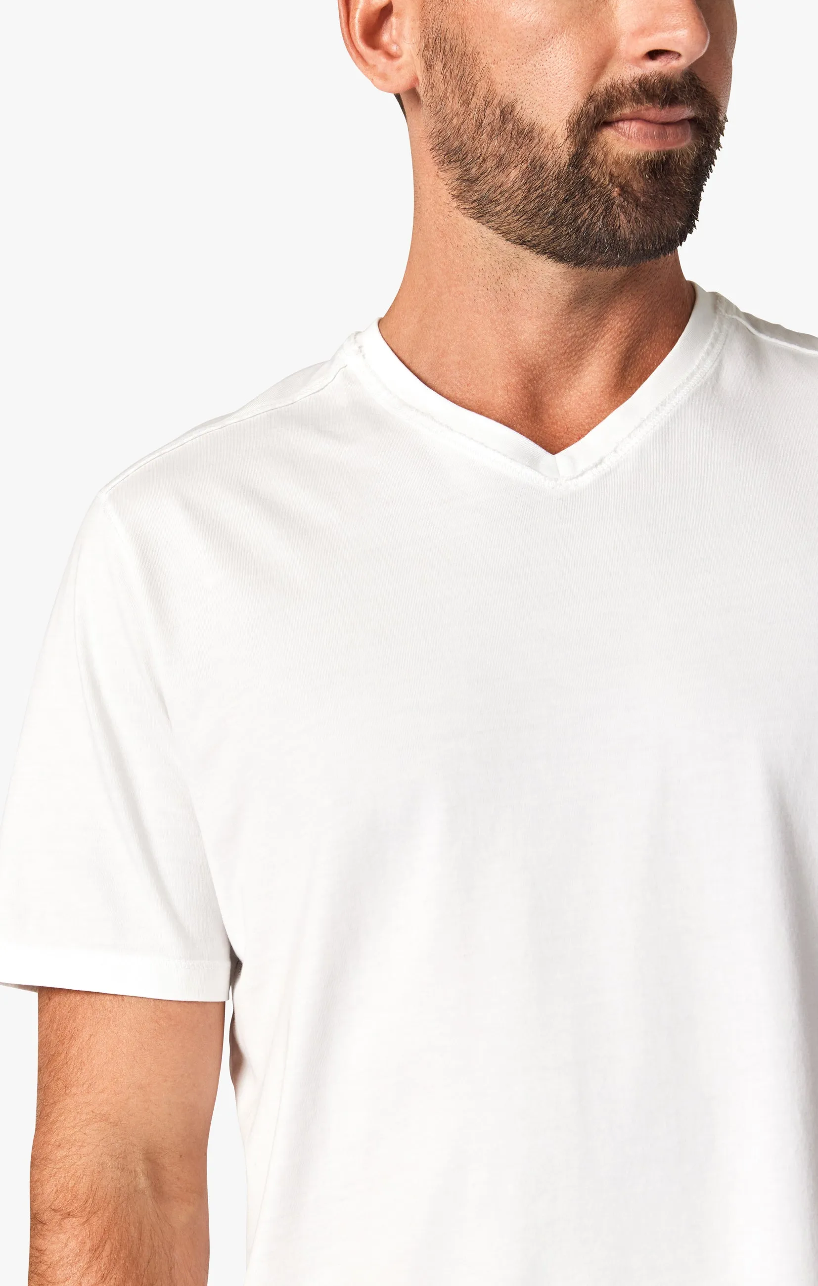 Deconstructed V-Neck T-Shirt in White