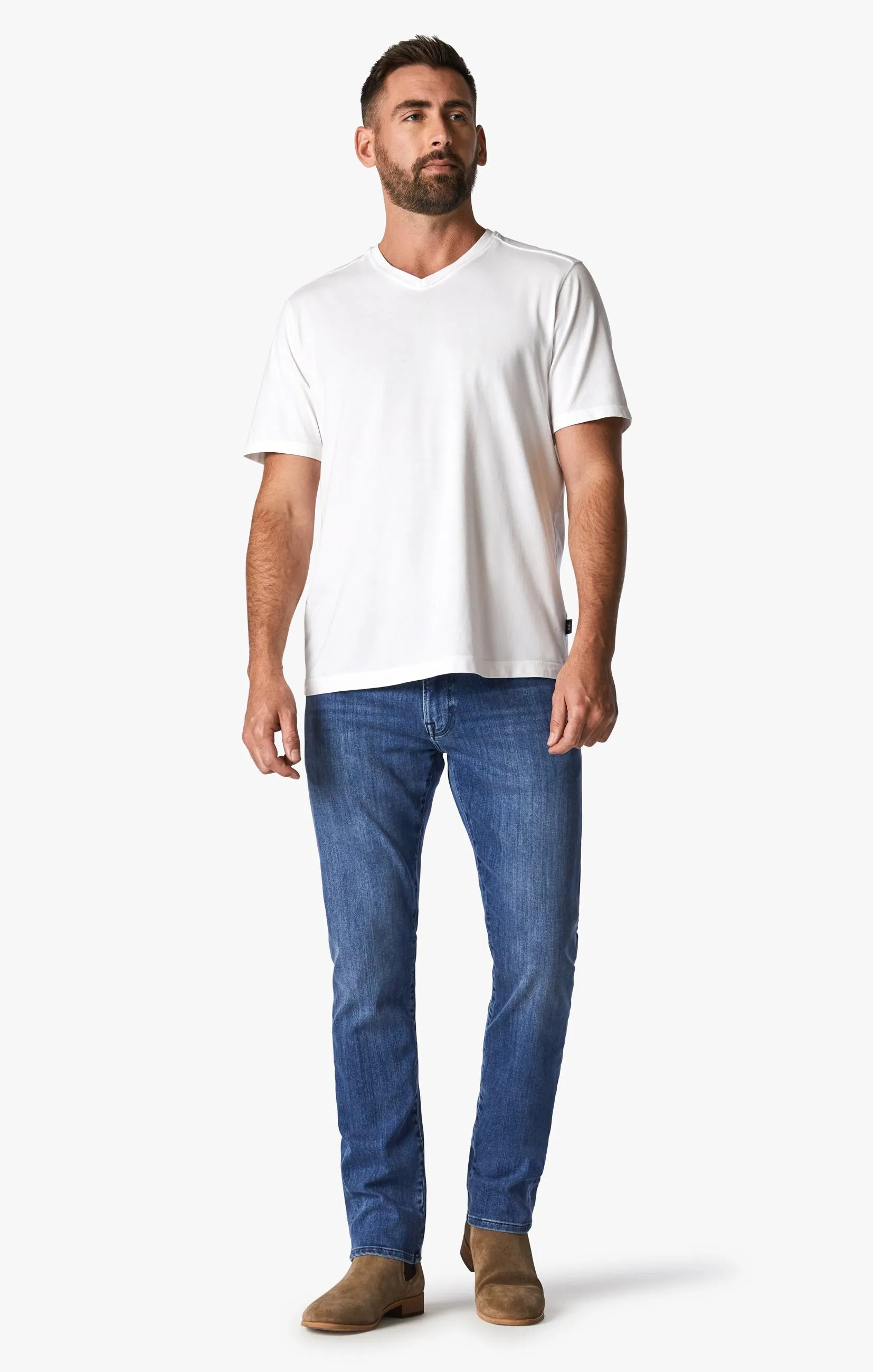 Deconstructed V-Neck T-Shirt in White