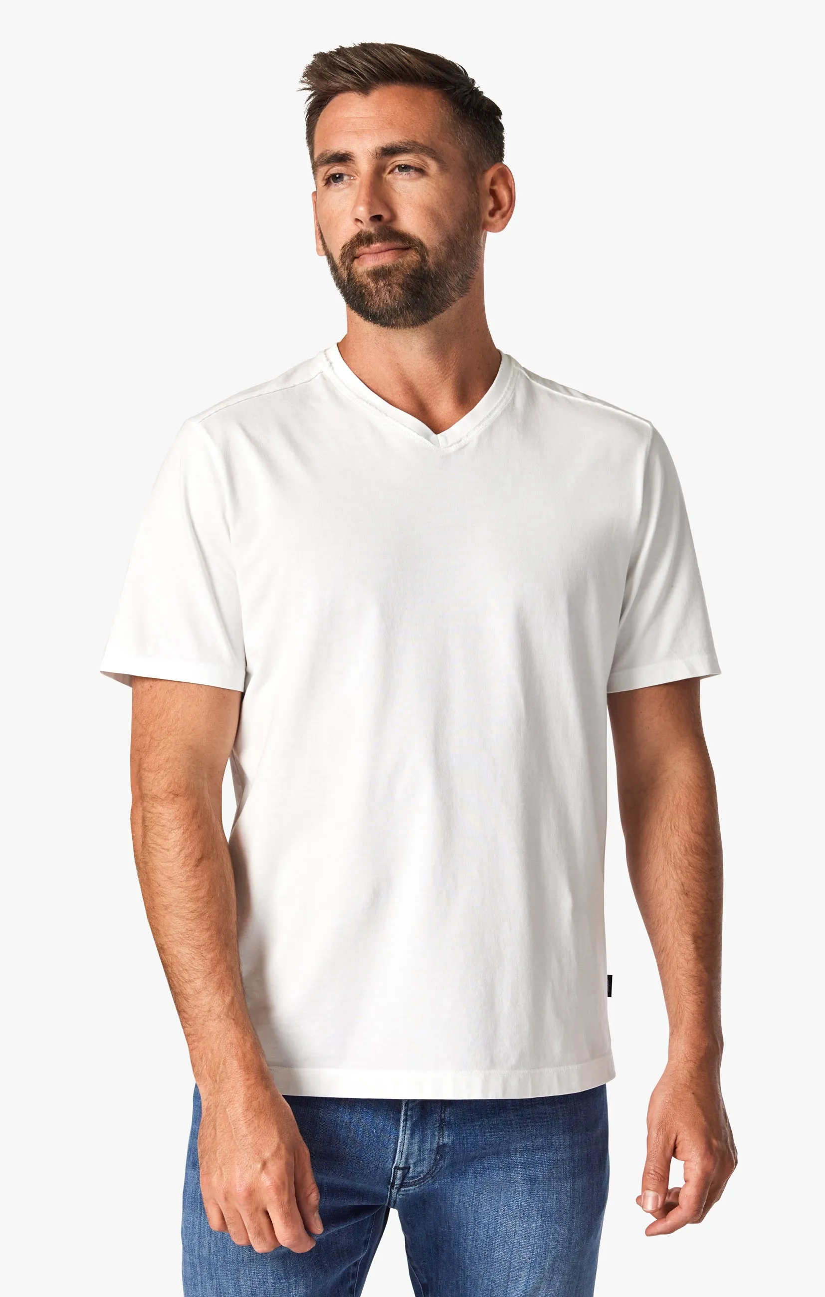 Deconstructed V-Neck T-Shirt in White