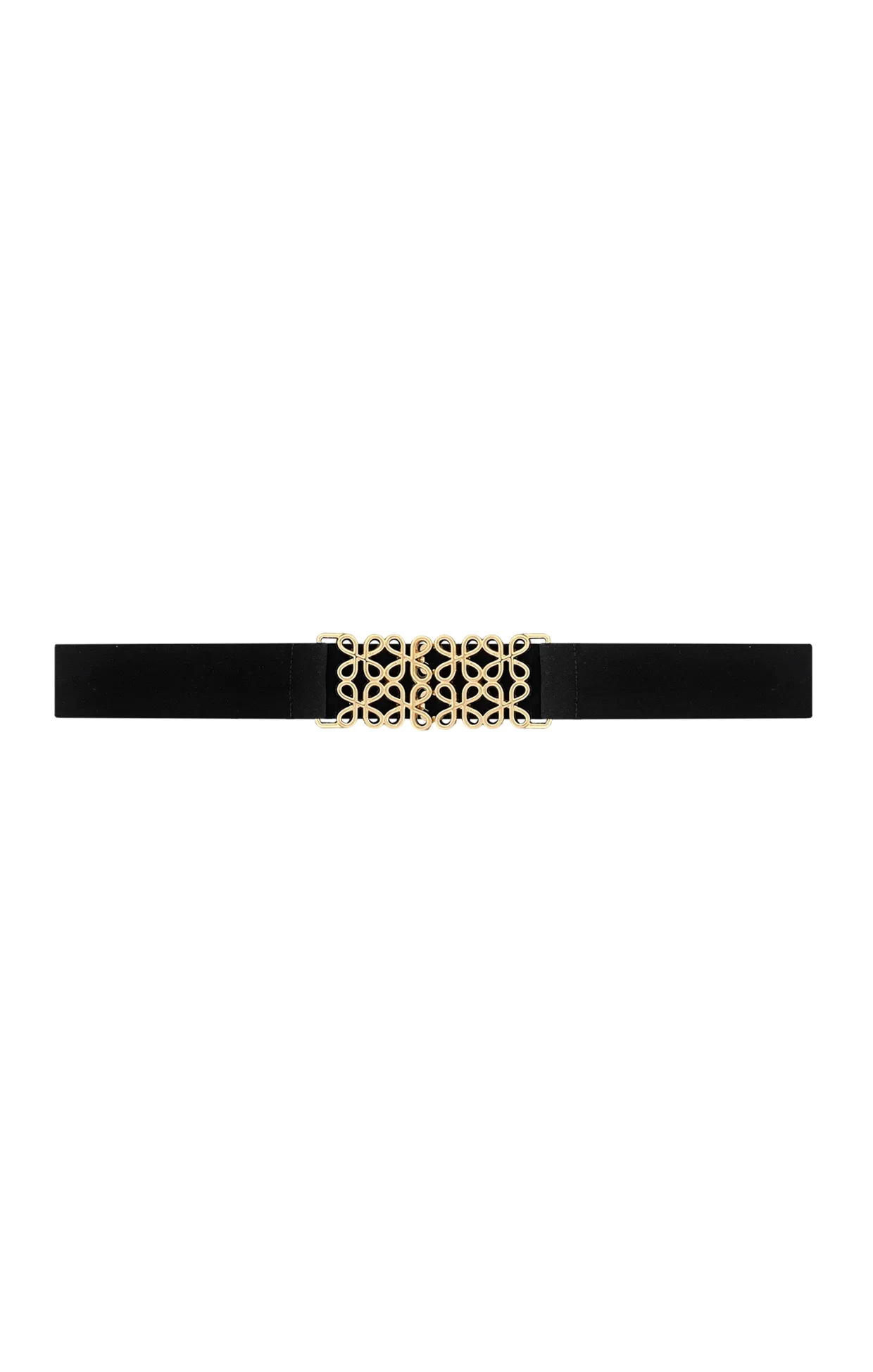 DECORATIVE CLASP BELT IN BLACK AND GOLD