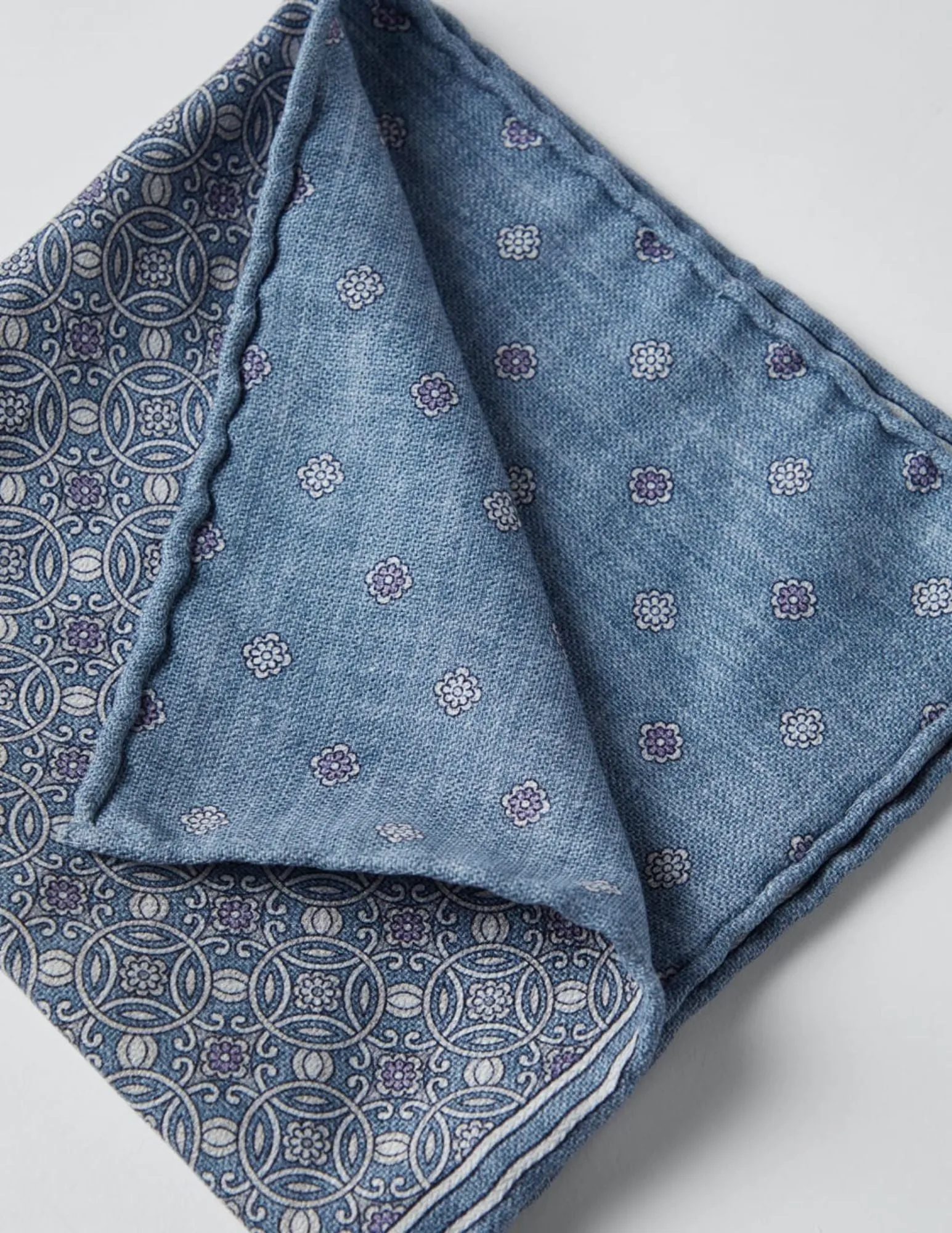 Double Face Silk Pocket Square | Blue