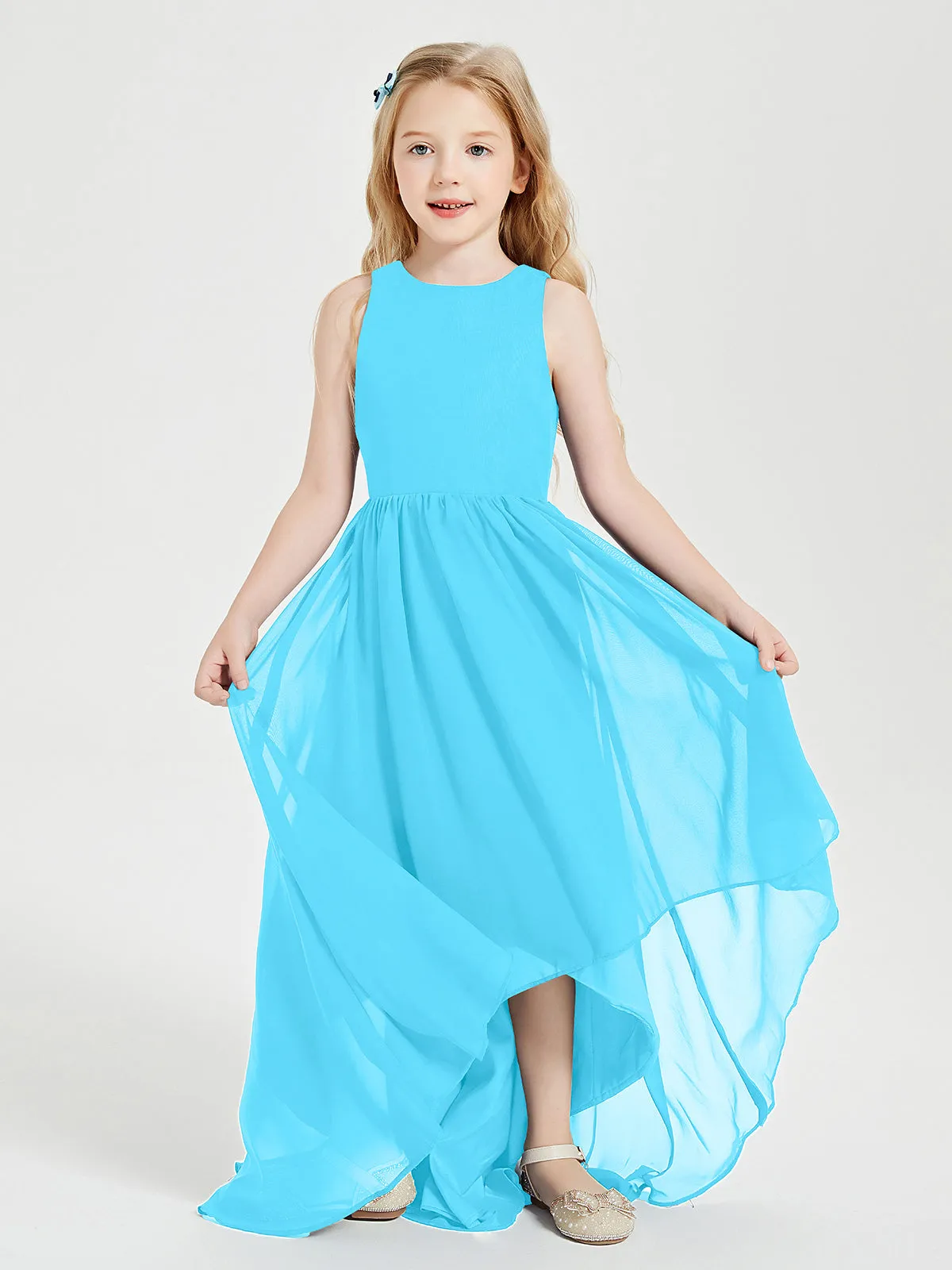 Exquisite Asymmetrical Junior Bridesmaid Dresses Scoop Neck Pool