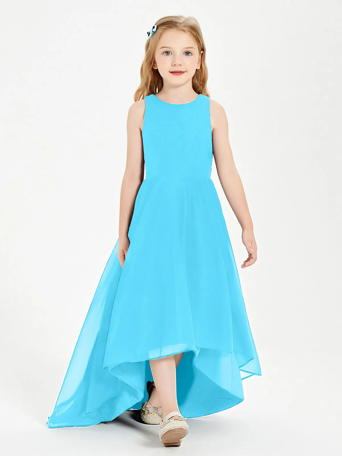 Exquisite Asymmetrical Junior Bridesmaid Dresses Scoop Neck Pool