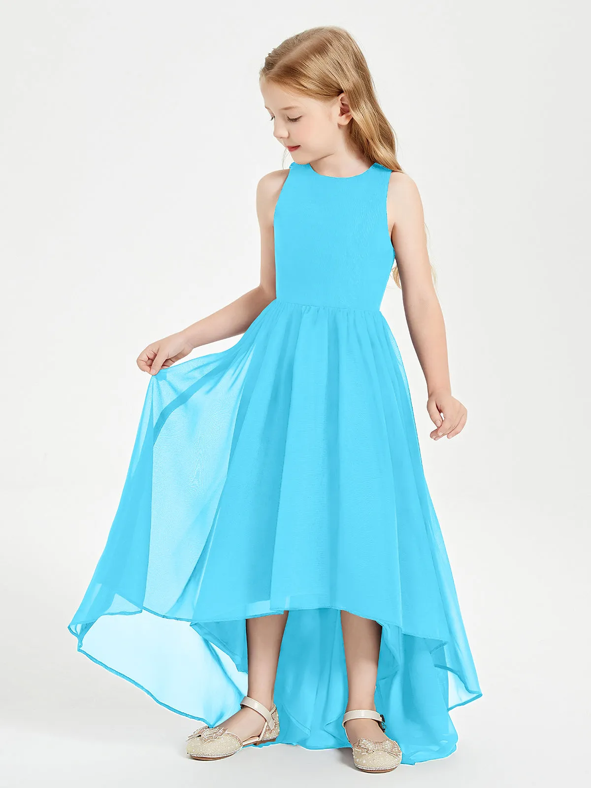 Exquisite Asymmetrical Junior Bridesmaid Dresses Scoop Neck Pool