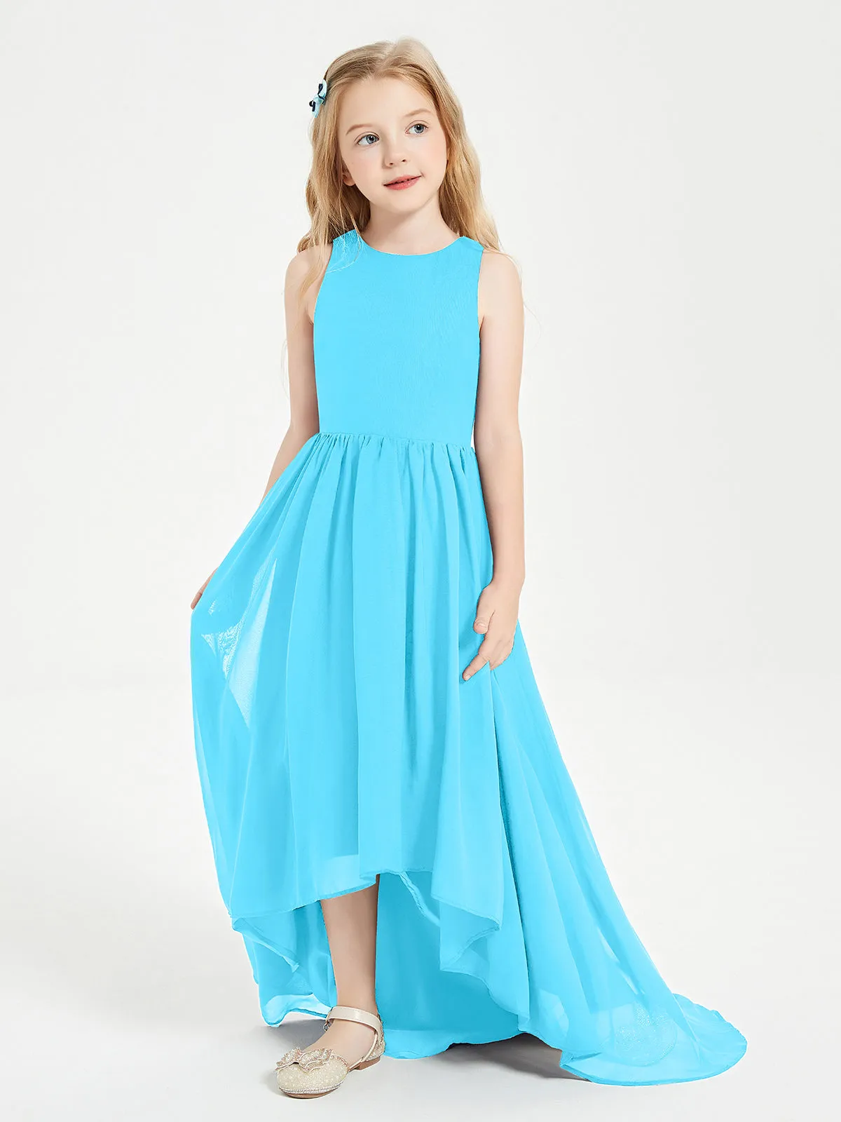 Exquisite Asymmetrical Junior Bridesmaid Dresses Scoop Neck Pool