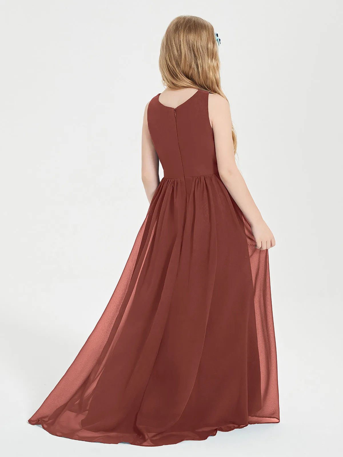 Exquisite Asymmetrical Junior Bridesmaid Dresses Scoop Neck Terracotta