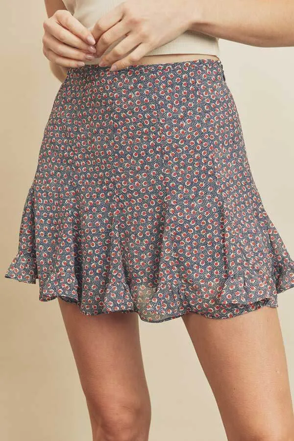 Fruity Flared Mini Skirt