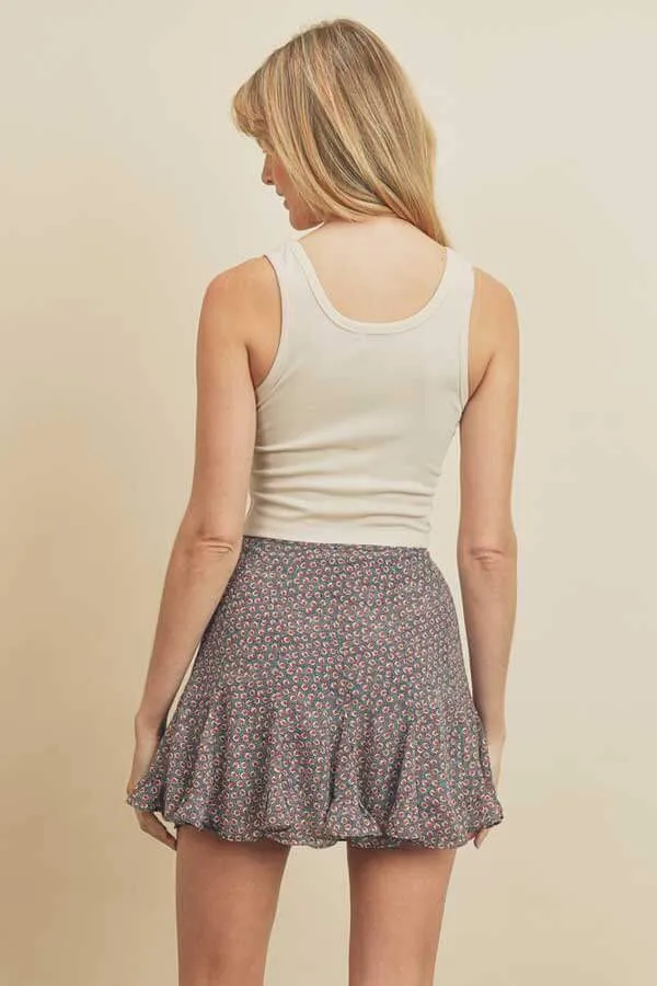 Fruity Flared Mini Skirt