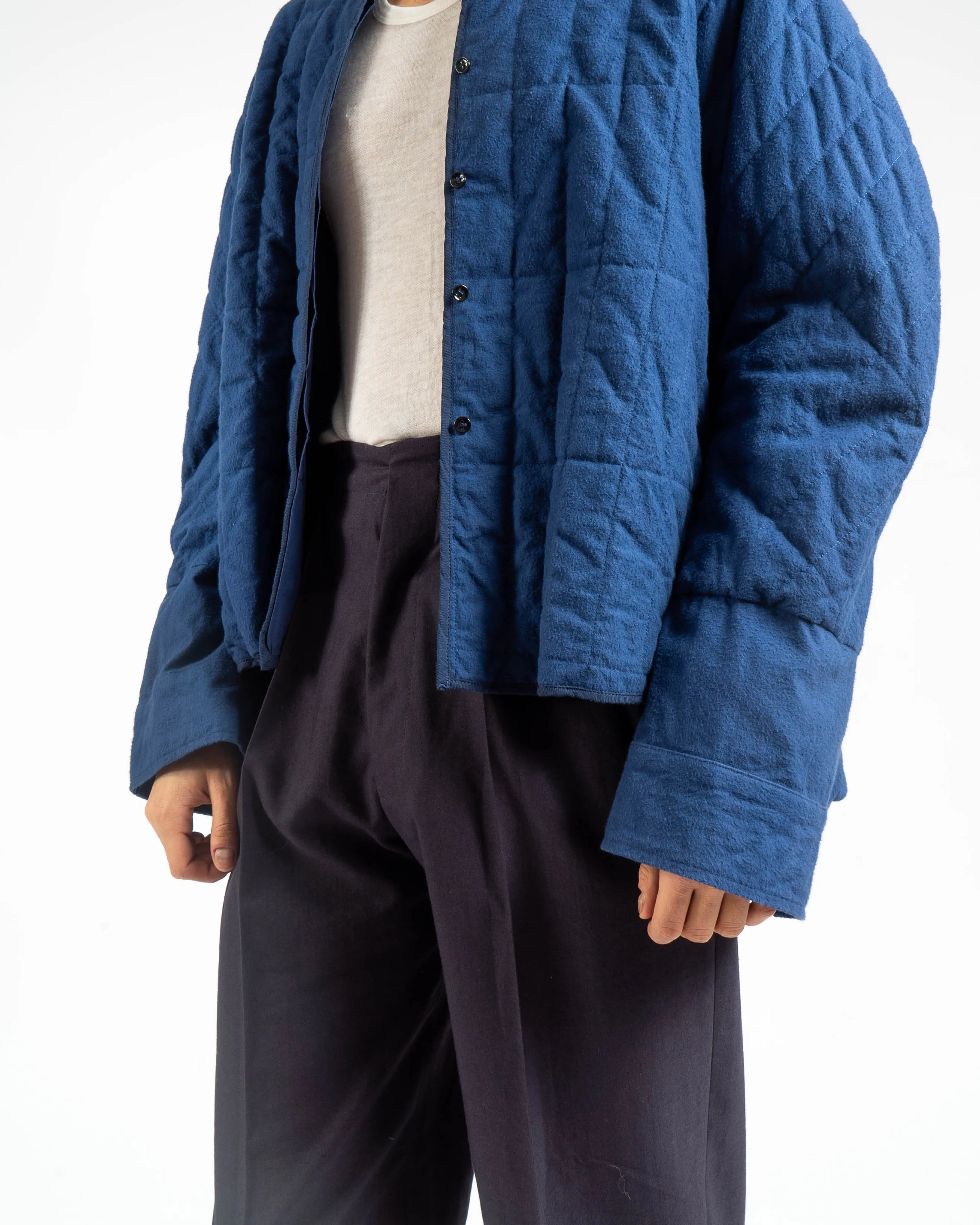 FW17 Blue Quilted Mandarin Shirt Jacket