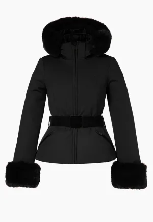 Goldbergh Giselle Black Ski Jacket with Faux Fur Trimmed Hood  and Cuffs