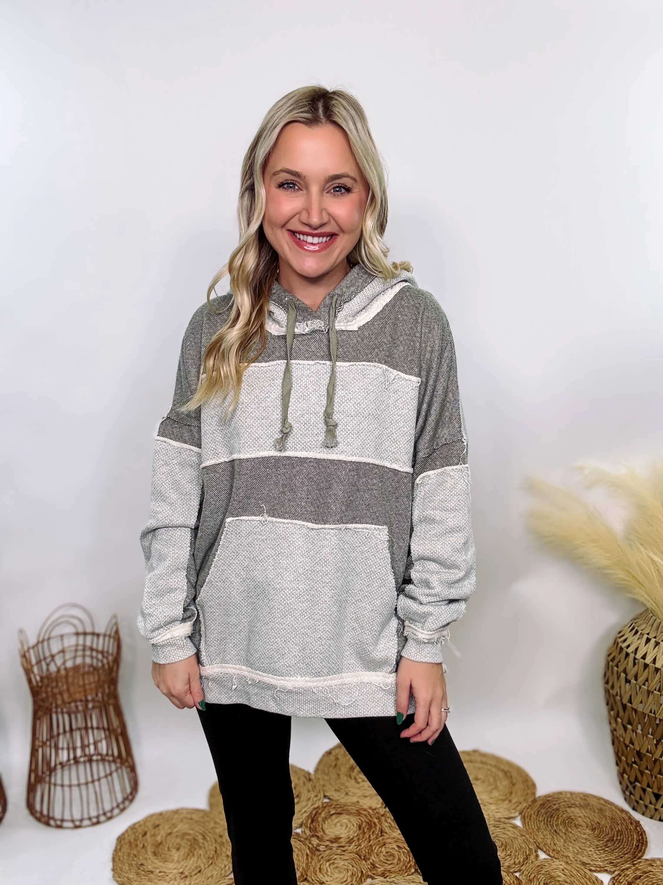 Grey Olive Patchwork Oversized Hoodie by Oli & Hali