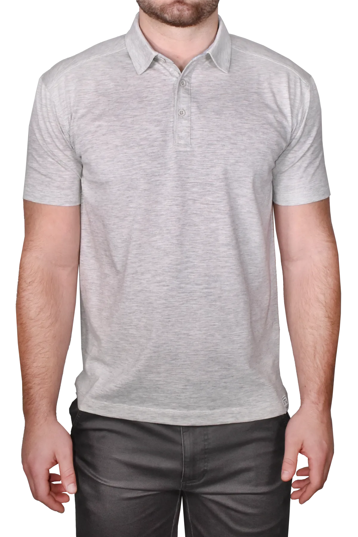 Heather Slub Jersey Polo, Pearl Grey