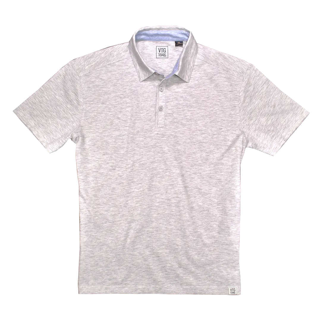 Heather Slub Jersey Polo, Pearl Grey