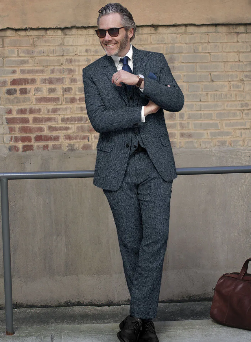 Highlander Heavy Blue Herringbone Tweed Suit