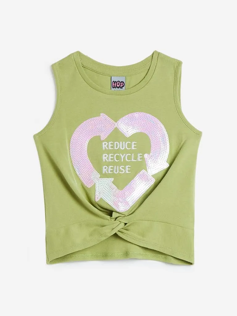 HOP Kids Green Sequinned Jess Tank Top