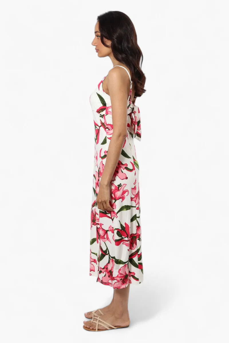 Impress Floral Front Slit Maxi Dress - White