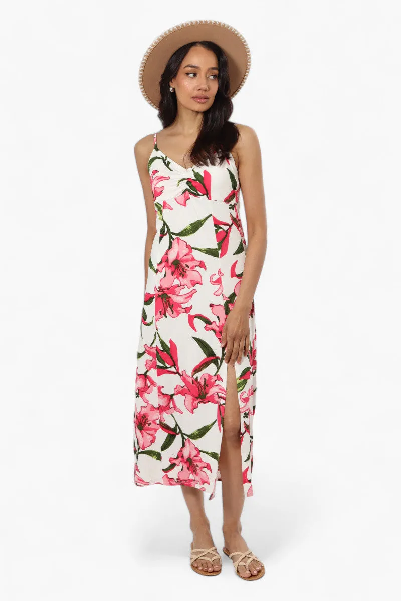 Impress Floral Front Slit Maxi Dress - White