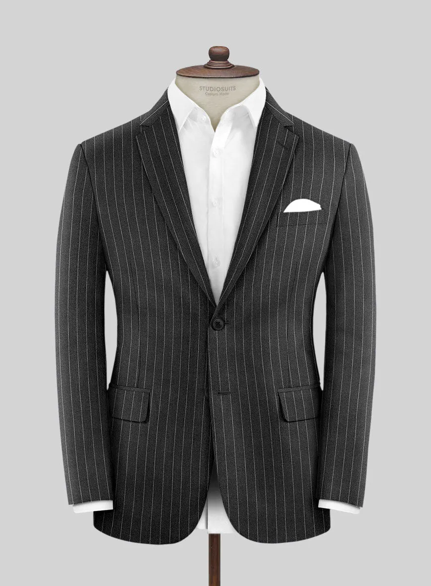 Italian Afito Dark Gray Chalkstripe Flannel Suit