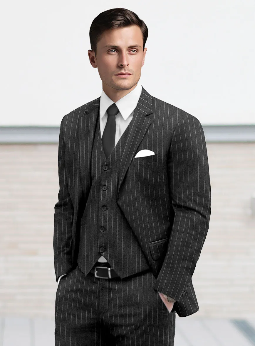 Italian Afito Dark Gray Chalkstripe Flannel Suit