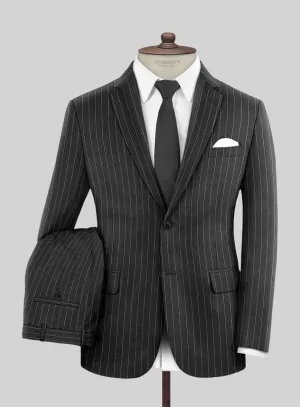 Italian Afito Dark Gray Chalkstripe Flannel Suit