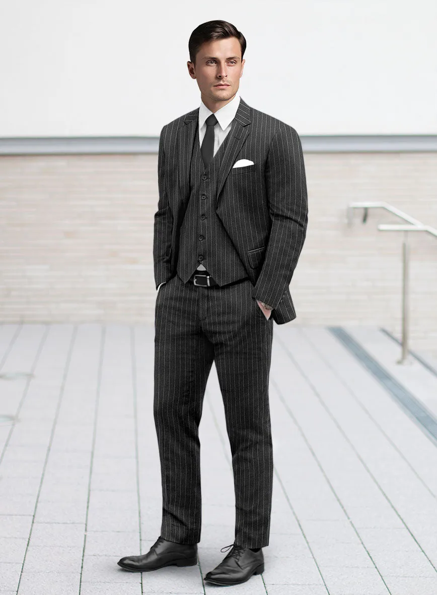 Italian Afito Dark Gray Chalkstripe Flannel Suit