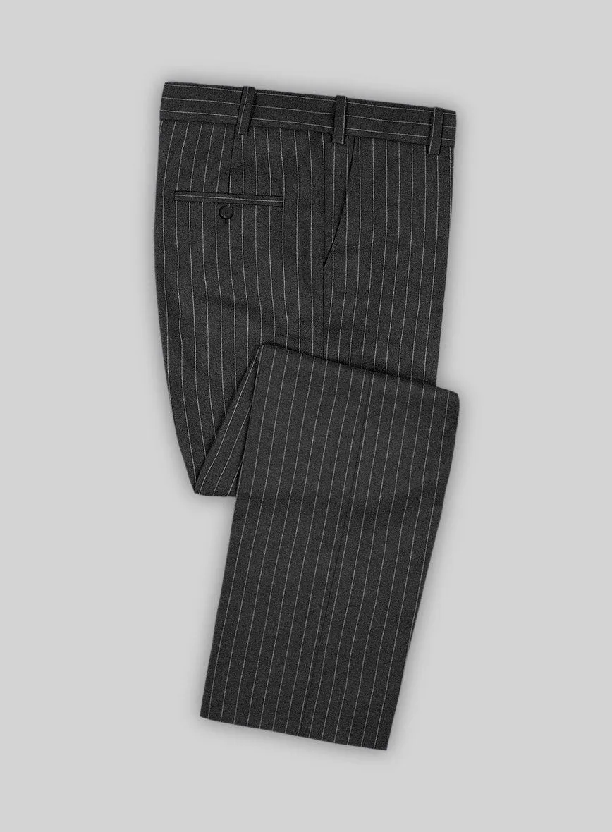 Italian Afito Dark Gray Chalkstripe Flannel Suit