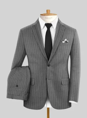 Italian Afito Gray Chalkstripe Flannel Suit