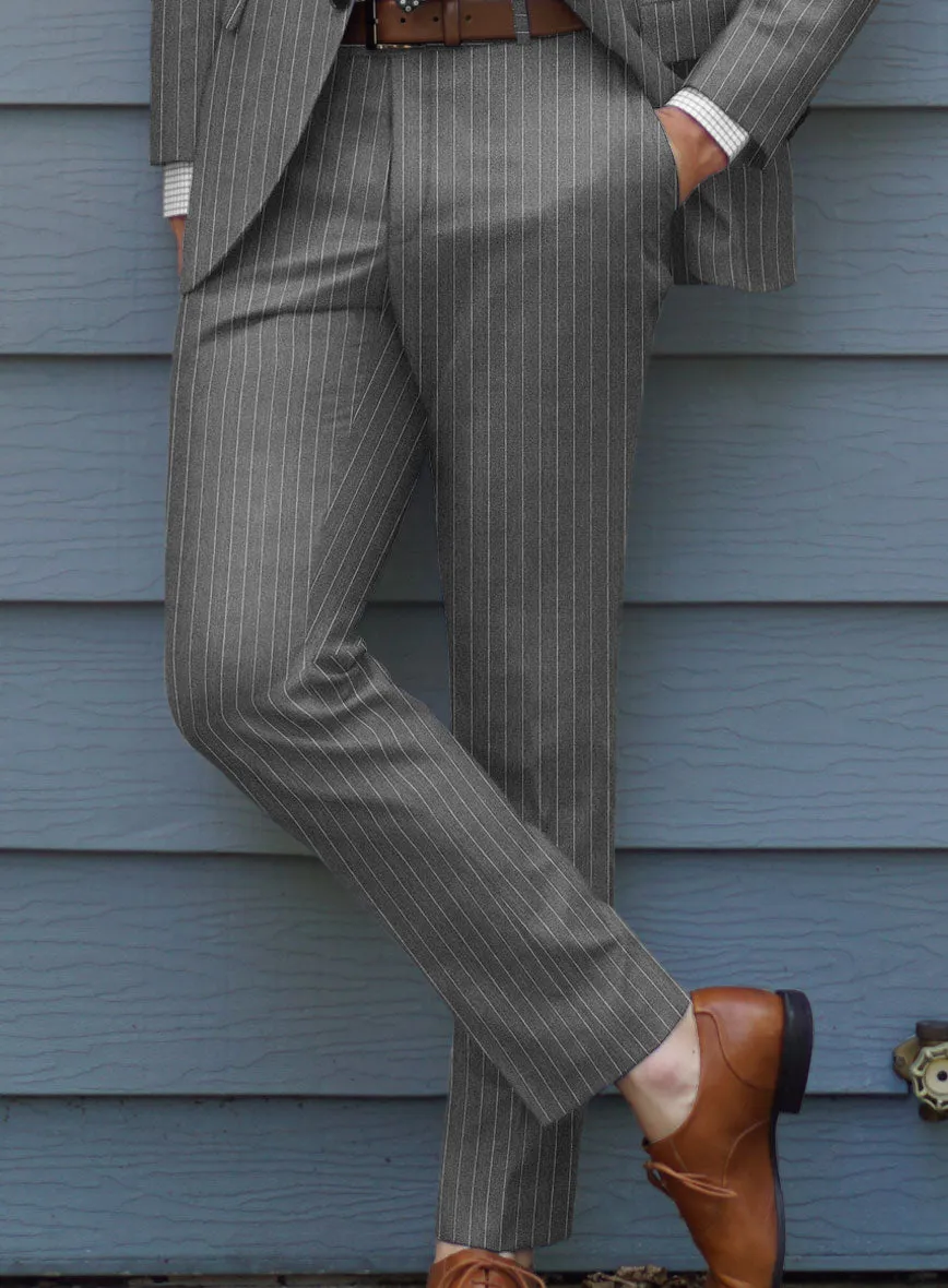 Italian Afito Gray Chalkstripe Flannel Suit