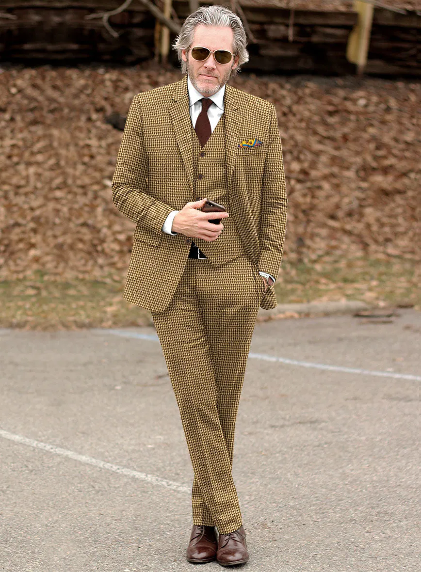 Italian Brown Houndstooth Tweed Suit