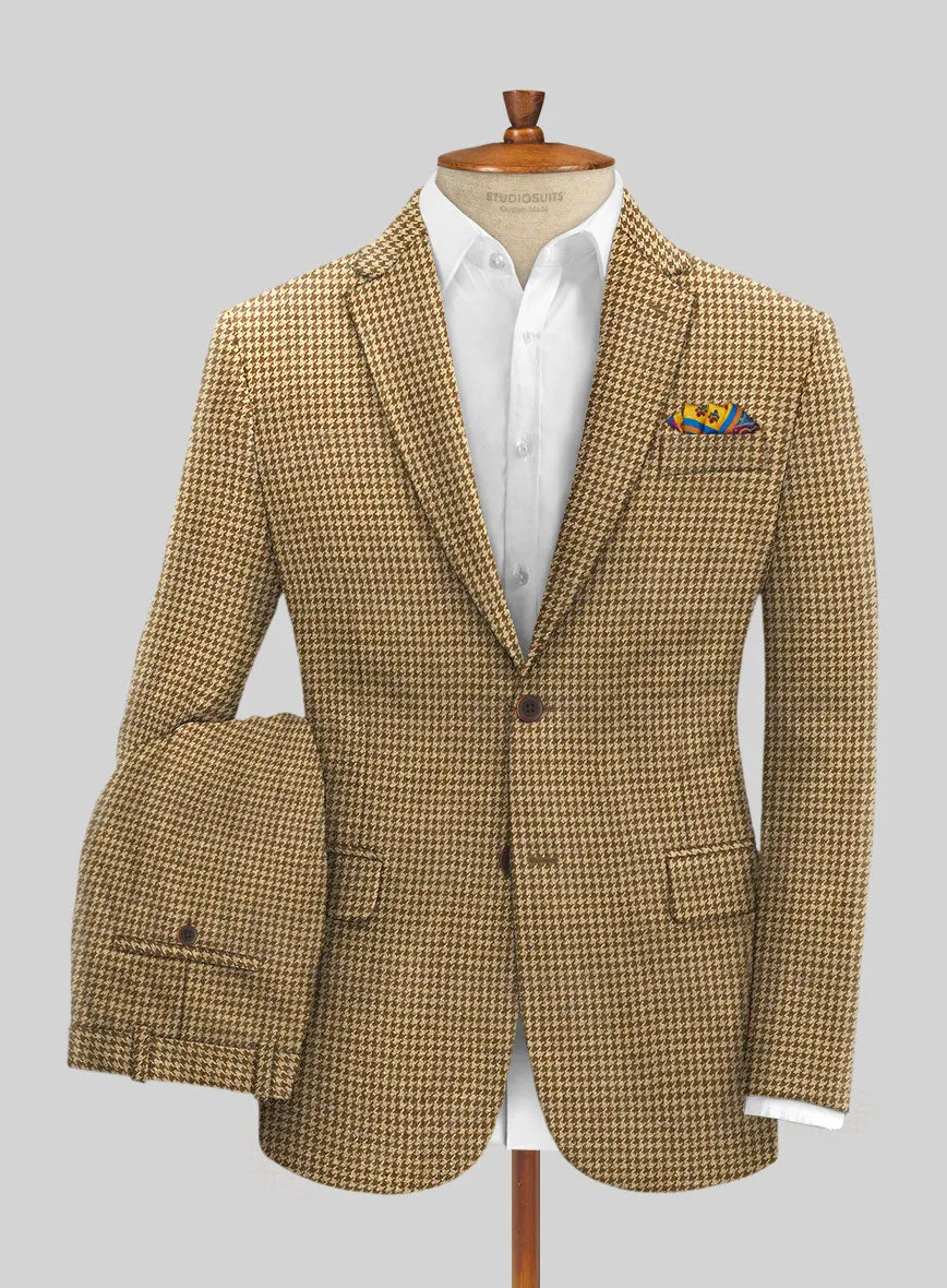 Italian Brown Houndstooth Tweed Suit